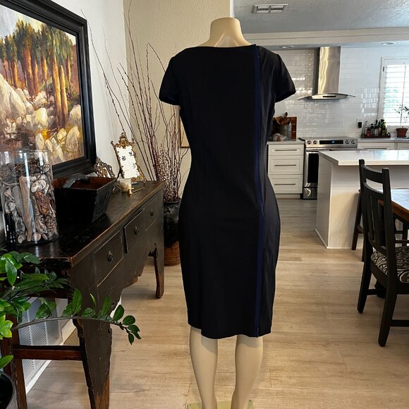 Elie Tahari below the knee full length back zipper cap sleeve form fit DRESS - Picture 6 of 8